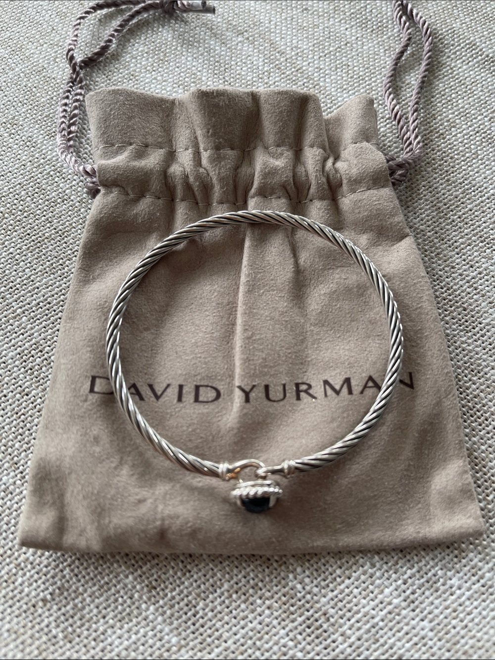 David Yurman Silver Cable Petite Chatelaine Bracelet with Black Onyx Accent - Picture 2 of 10